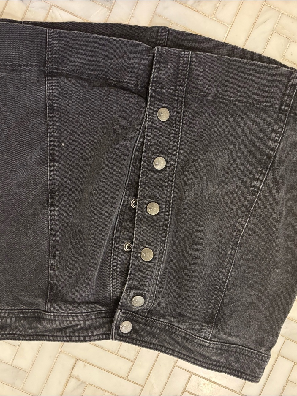 Madewell Charcoal Button-Front Denim Mini Skirt